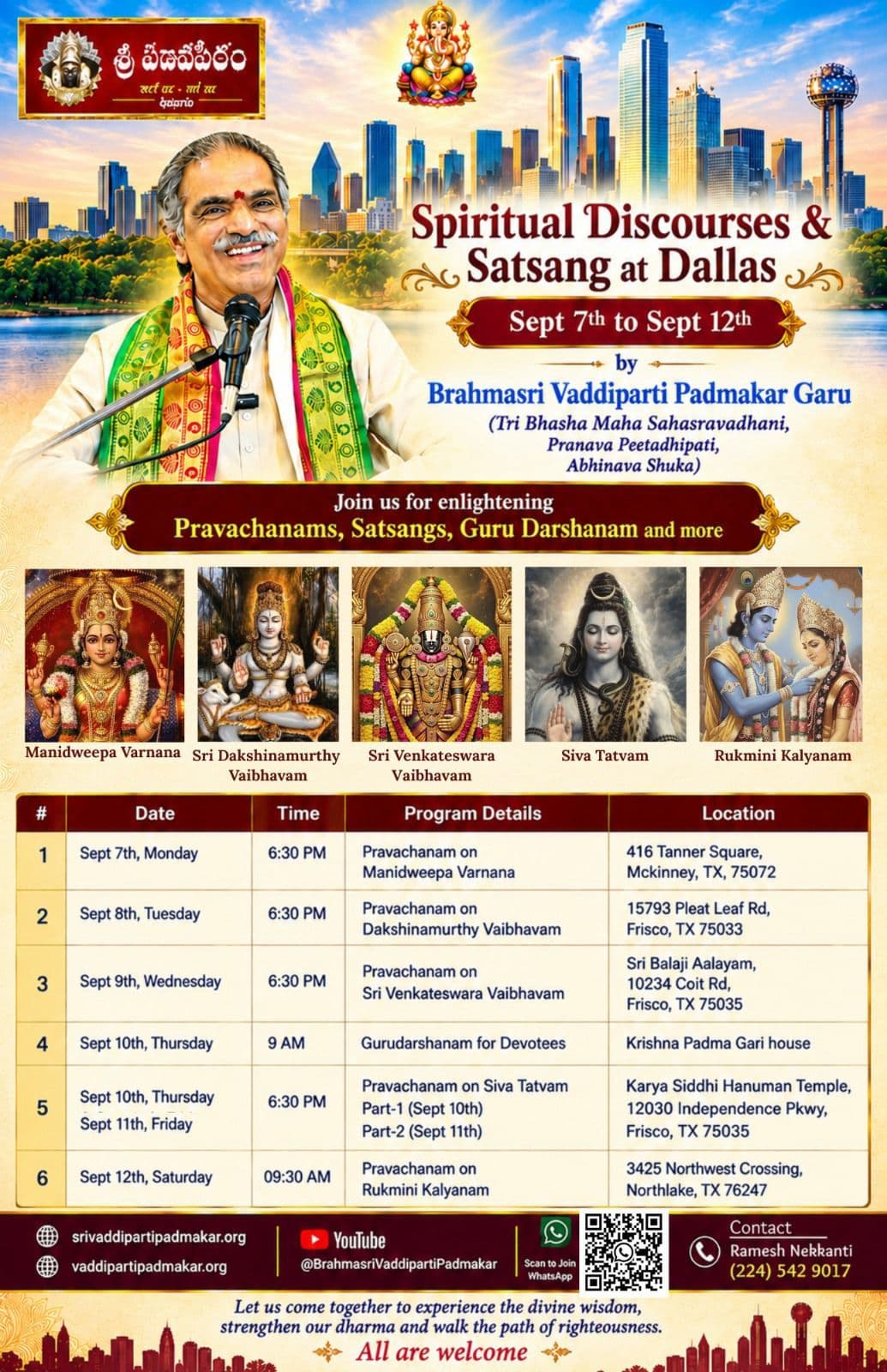 Guruvu Garu Dallas Visit flyer